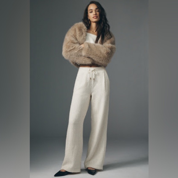 bishop + young Pants - NWT Anthropologie Bishop + Young Tweed Pull On Pants Ivory Size M